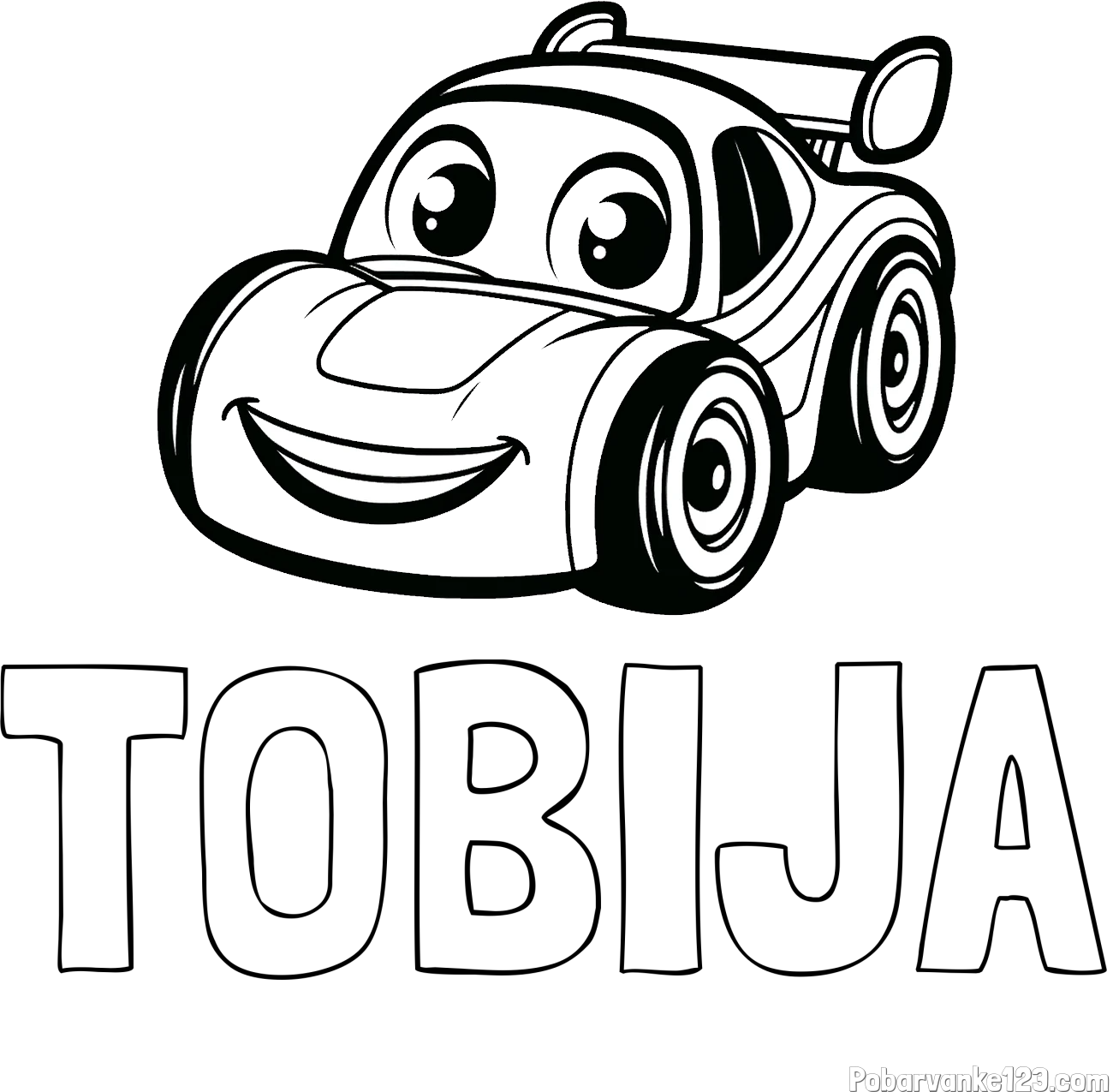Pobarvanka imena TOBIJA in pobarvanka otroškega avtomobila