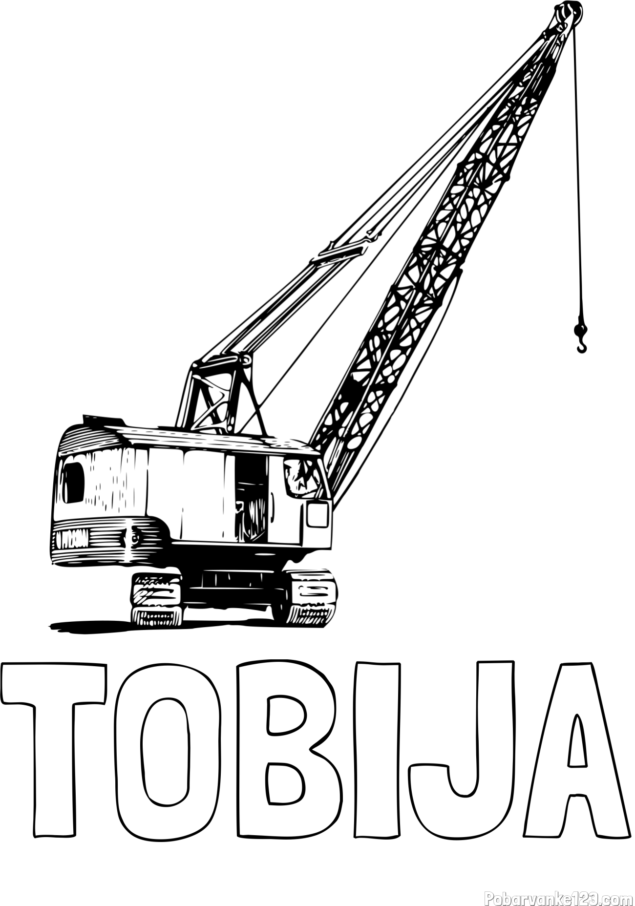 Pobarvanka imena TOBIJA in pobarvanka žerjava