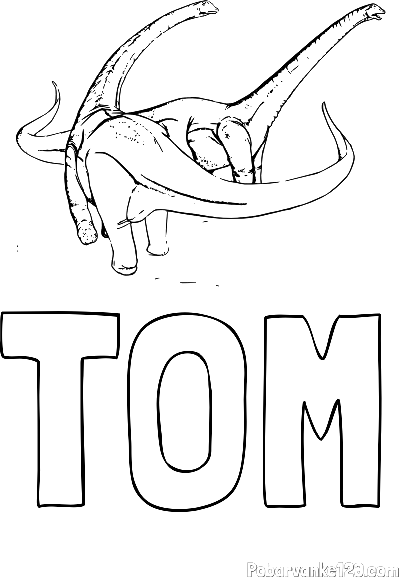 Pobarvanka imena TOM in pobarvanka dinozavra Alamosaurus