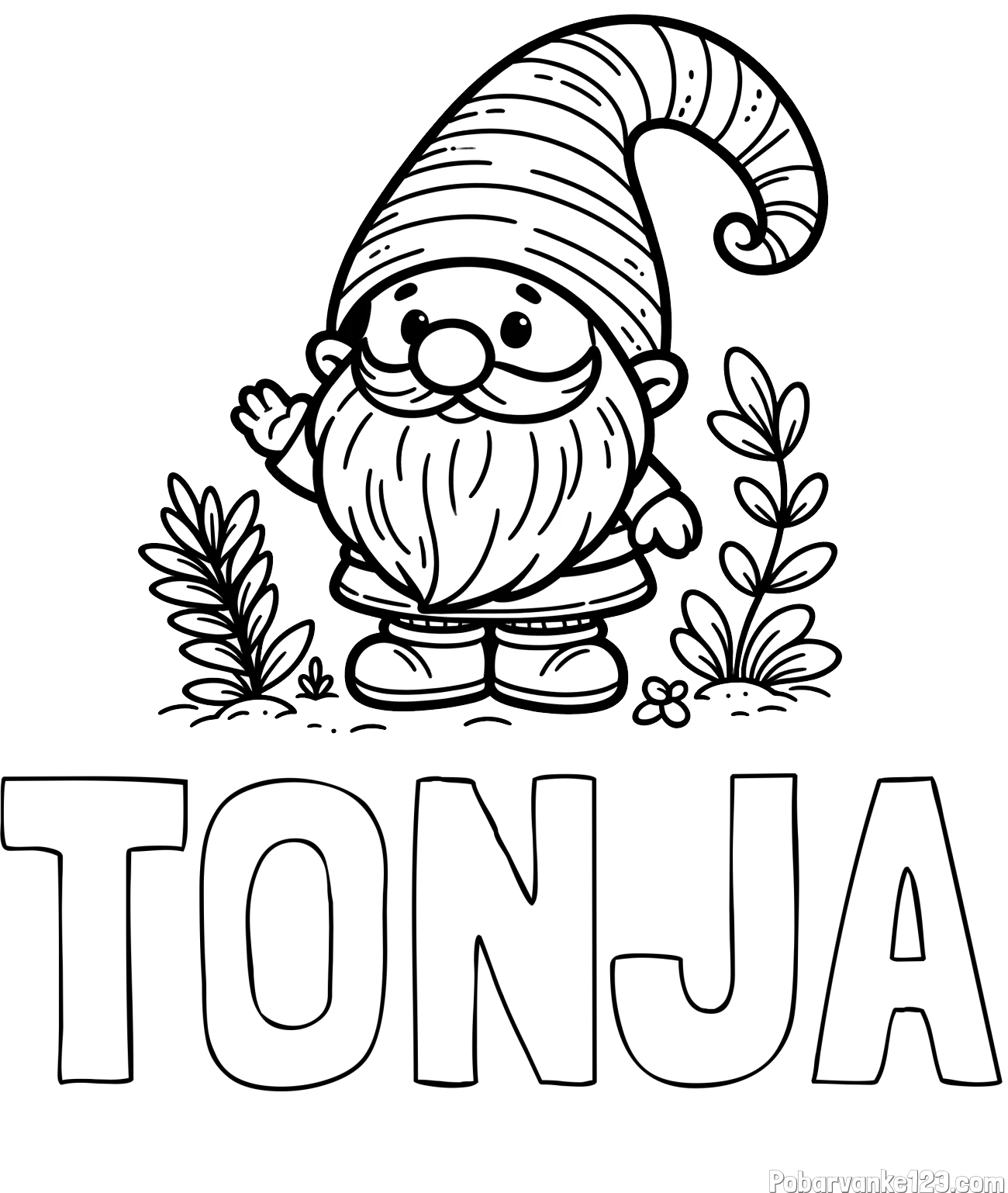 Pobarvanka imena TONJA in pobarvanka prijaznega škrata oz. palčka