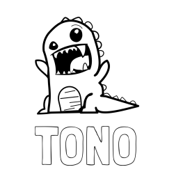 Online izdelana pobarvanka - Pobarvanka imena TONO in pobarvanka strašnega dinozavra