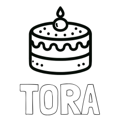 Online izdelana pobarvanka - Pobarvanka imena TORA in otroška pobarvanka majhne torte