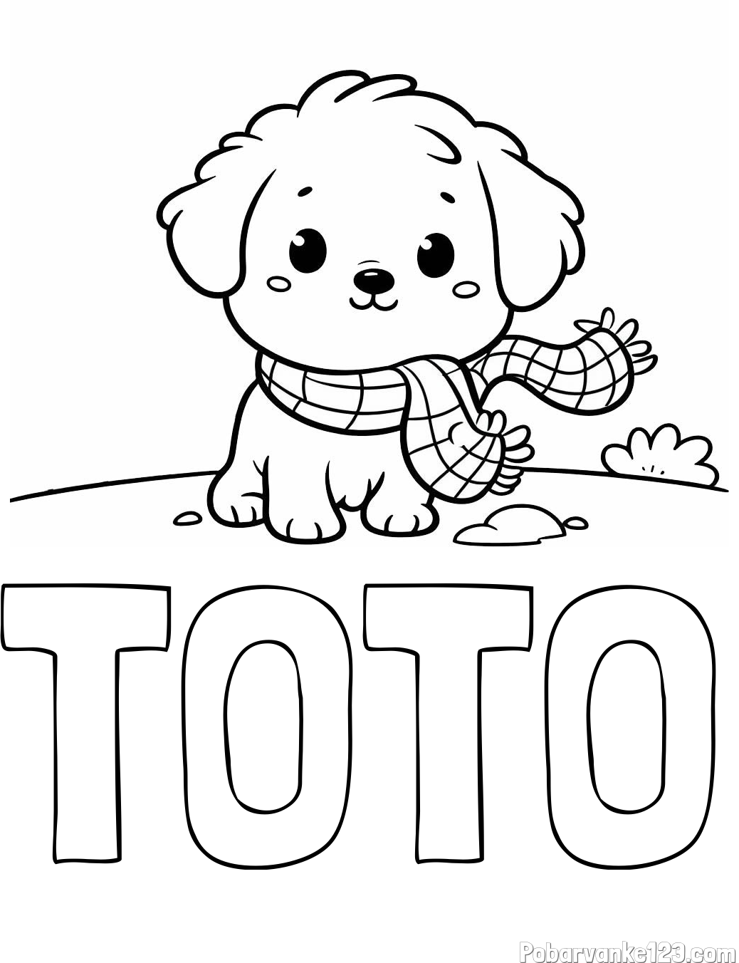 Pobarvanka imena TOTO in pobarvanka prikupnega psička