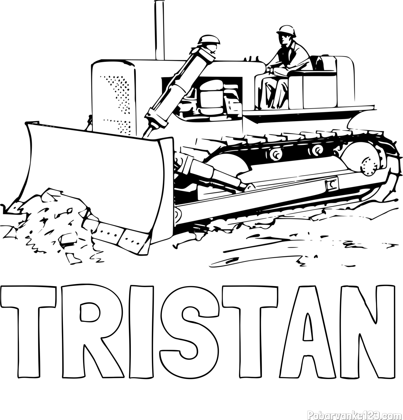Pobarvanka imena TRISTAN in pobarvanka buldožerja