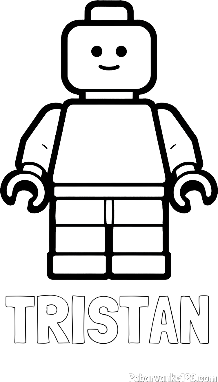 Pobarvanka imena TRISTAN in pobarvanka LEGO figurice fanta