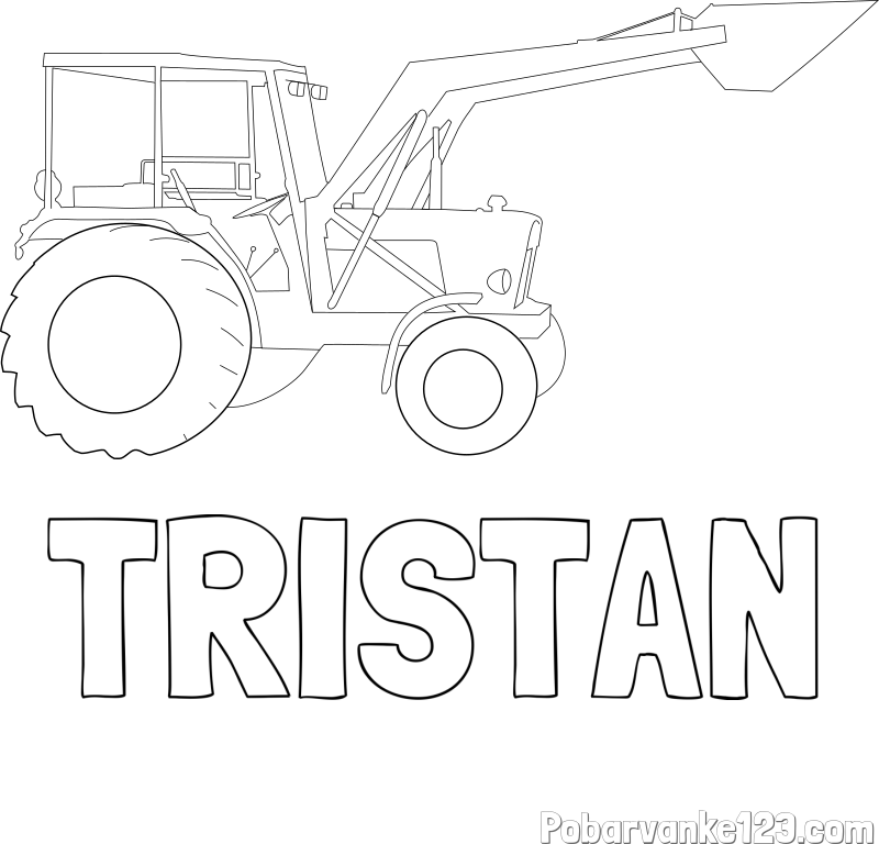 Pobarvanka imena TRISTAN in traktor 2