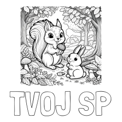 Online izdelana pobarvanka - Pobarvanka imena TVOJ SP in pobarvanka veveričke in zajčka v gozdu