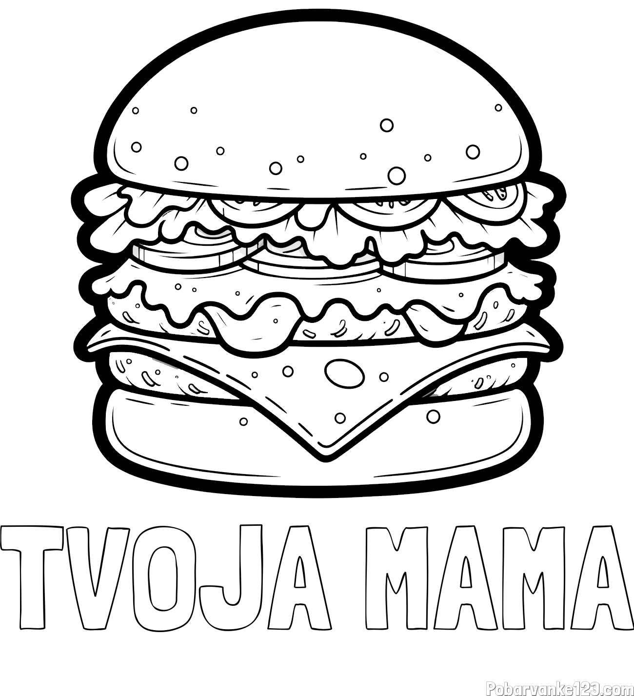 Pobarvanka imena TVOJA MAMA in pobarvanka hamburger
