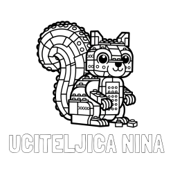 Online izdelana pobarvanka - Pobarvanka imena UČITELJICA NINA in pobarvanka LEGO veverice