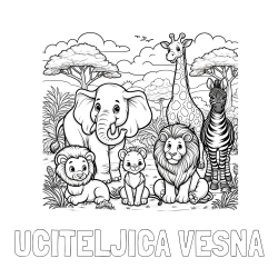 Online izdelana pobarvanka - Pobarvanka imena UČITELJICA VESNA in pobarvanka ljubkih živali