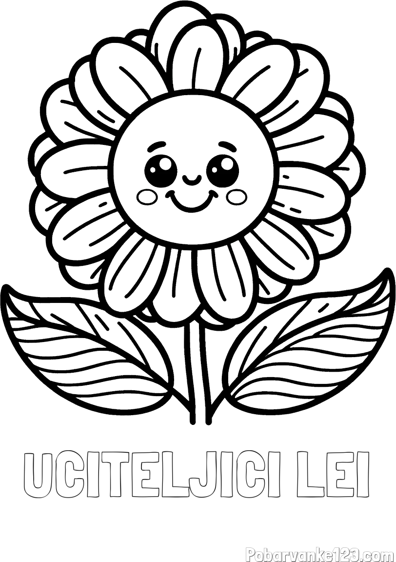 Pobarvanka imena UČITELJICI LEI in pobarvanka ljubke in nasmejane rože