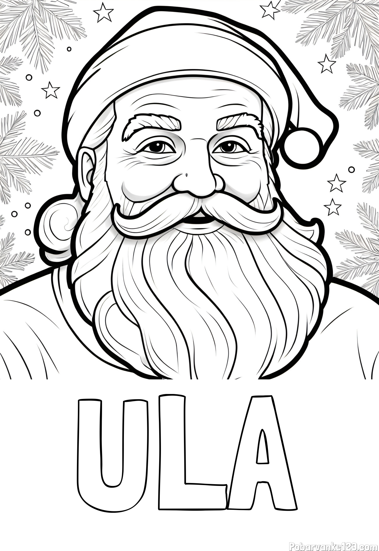 Pobarvanka imena ULA in Čudovita pobarvanka nasmejanega Božička