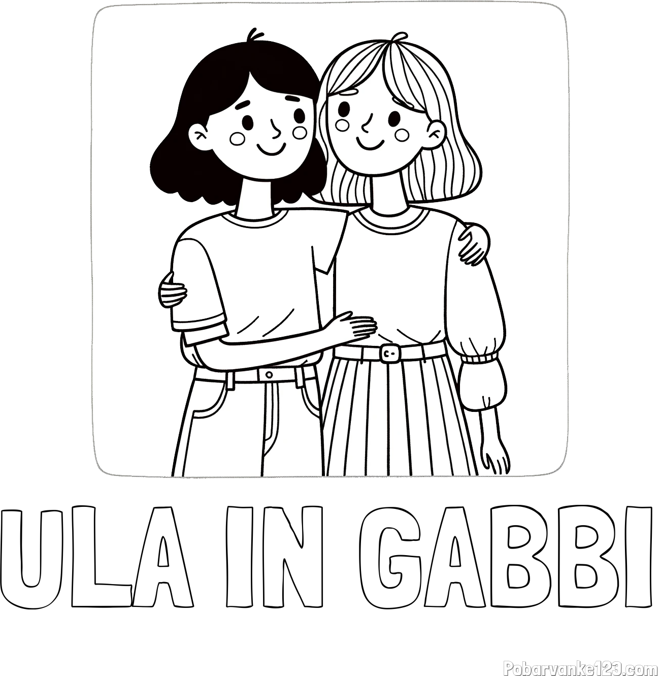 Pobarvanka imena ULA IN GABBI in otroška pobarvanka dveh prijateljic