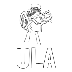Pobarvanka imena ULA in pobarvanka angela z zvezdo