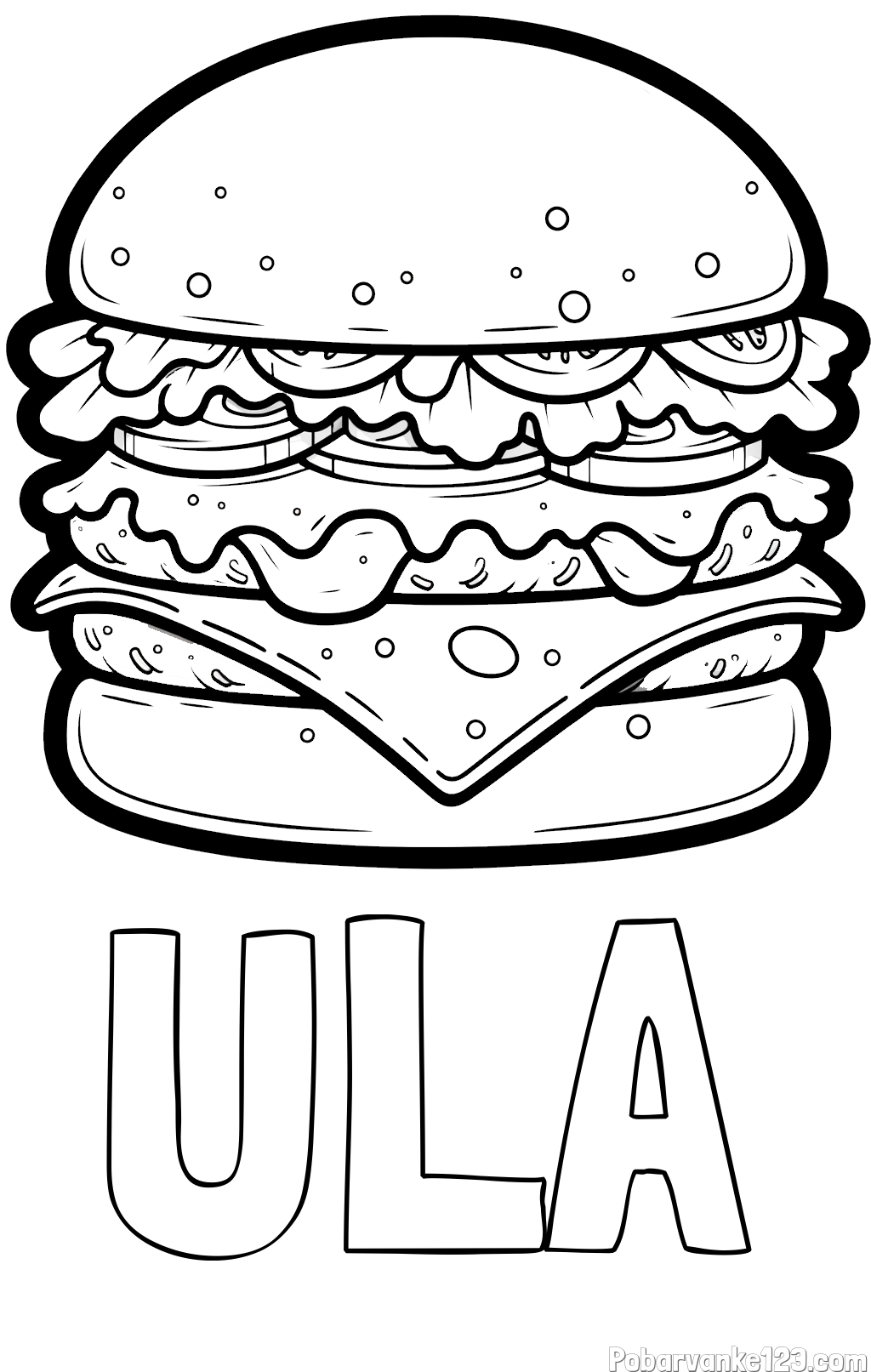 Pobarvanka imena ULA in pobarvanka hamburger