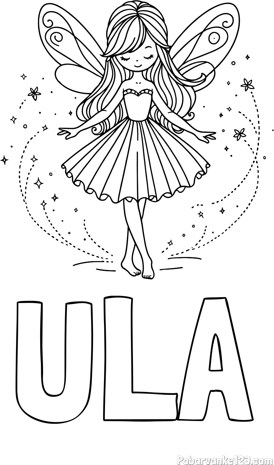 Pobarvanka imena ULA in pobarvanka ljubke čarobne vile