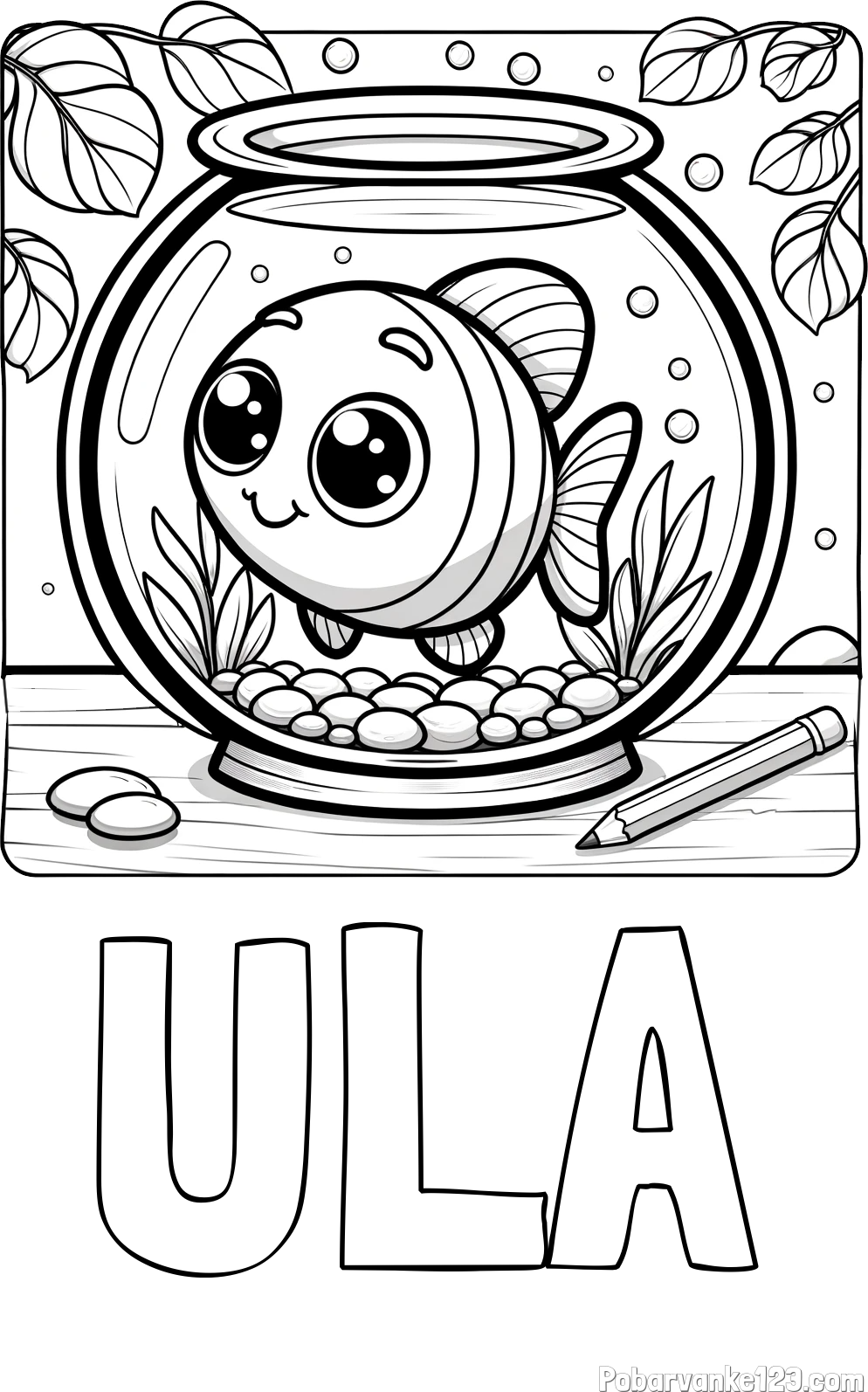 Pobarvanka imena ULA in pobarvanka ljubke ribice