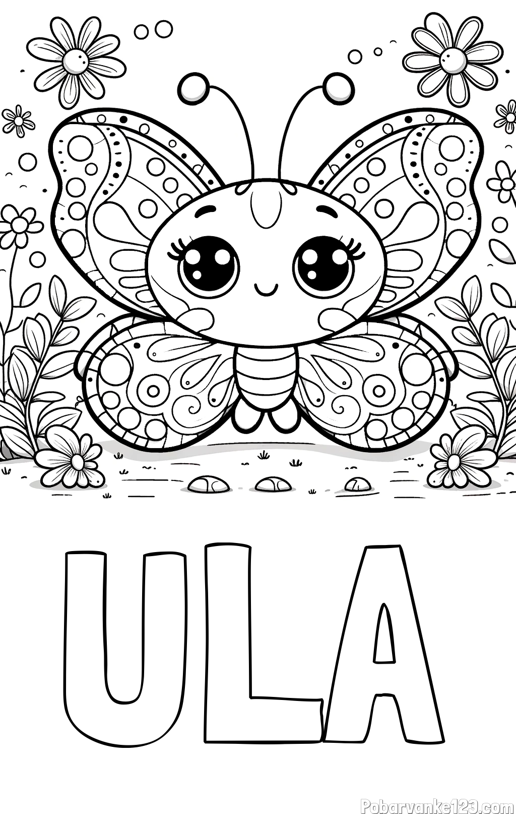 Pobarvanka imena ULA in pobarvanka ljubkega metuljčka