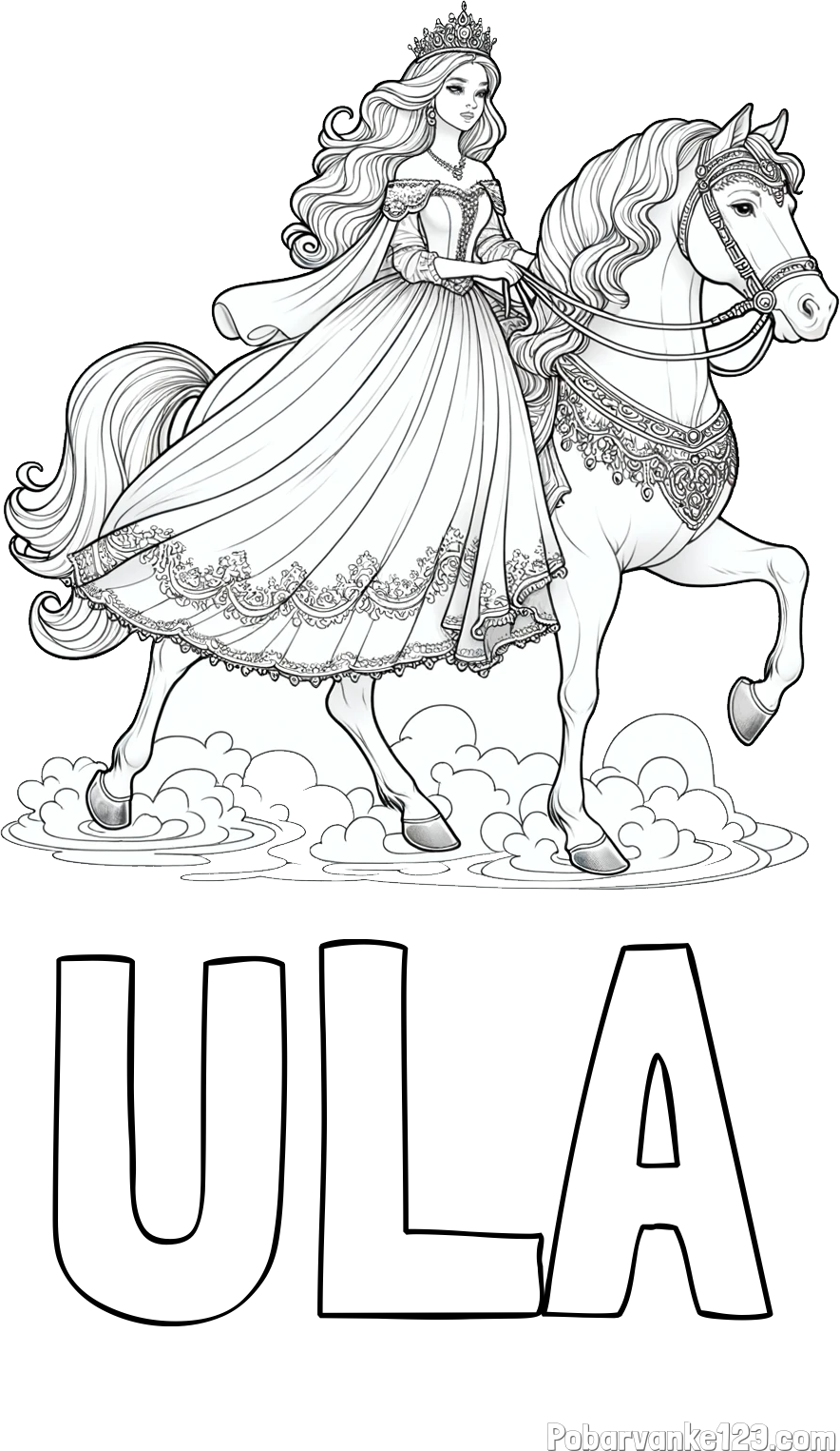 Pobarvanka imena ULA in pobarvanka princese na konju