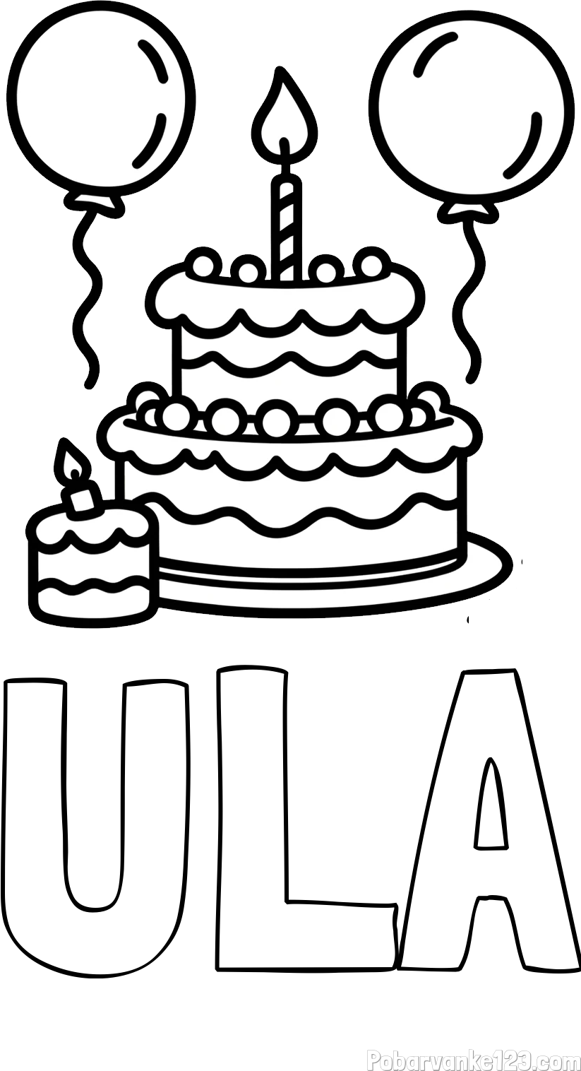 Pobarvanka imena ULA in pobarvanka velike rojstnodnevne torte