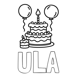 Pobarvanka imena ULA in pobarvanka velike rojstnodnevne torte