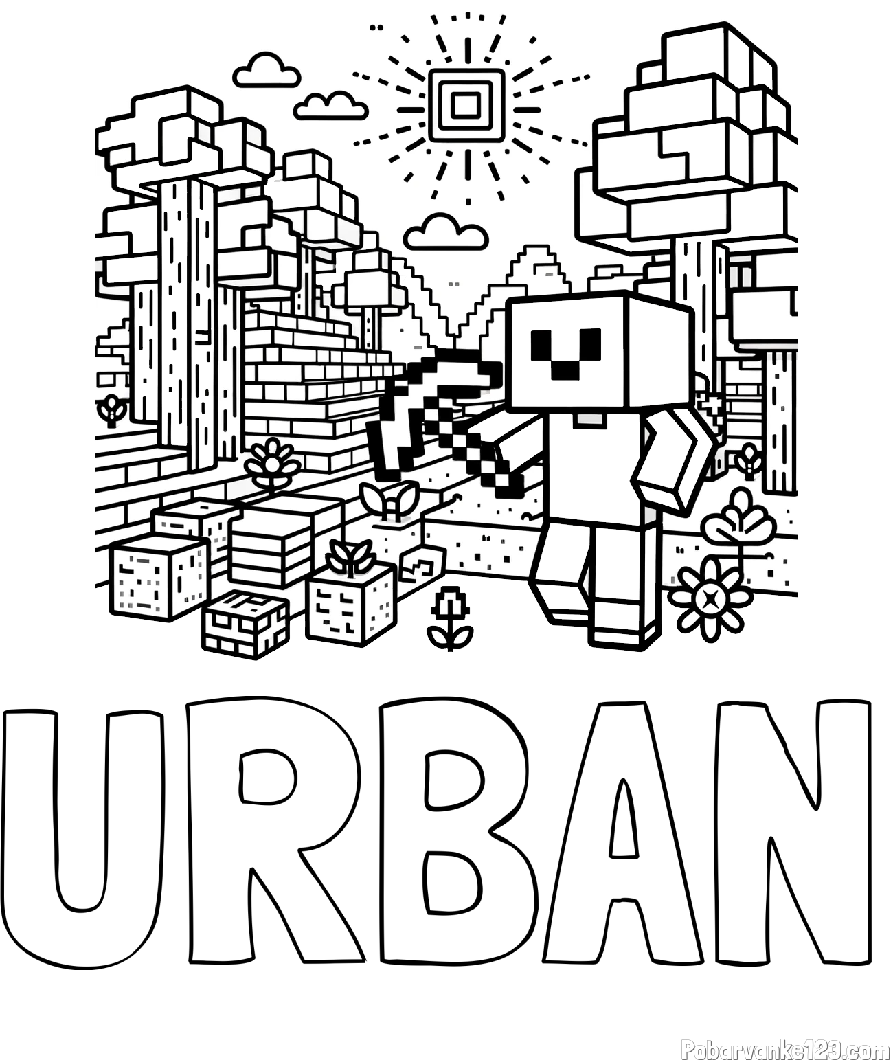 Pobarvanka imena URBAN in pobarvanka Minecraft sveta