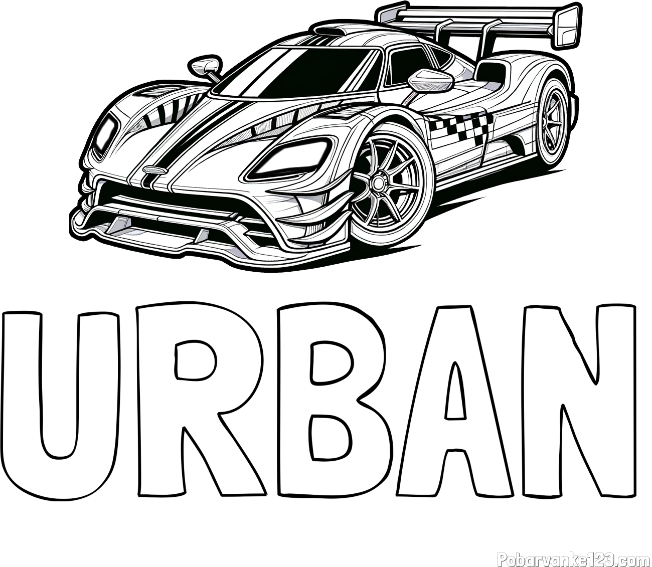 Pobarvanka imena URBAN in pobarvanka modernega športnega avtomobila
