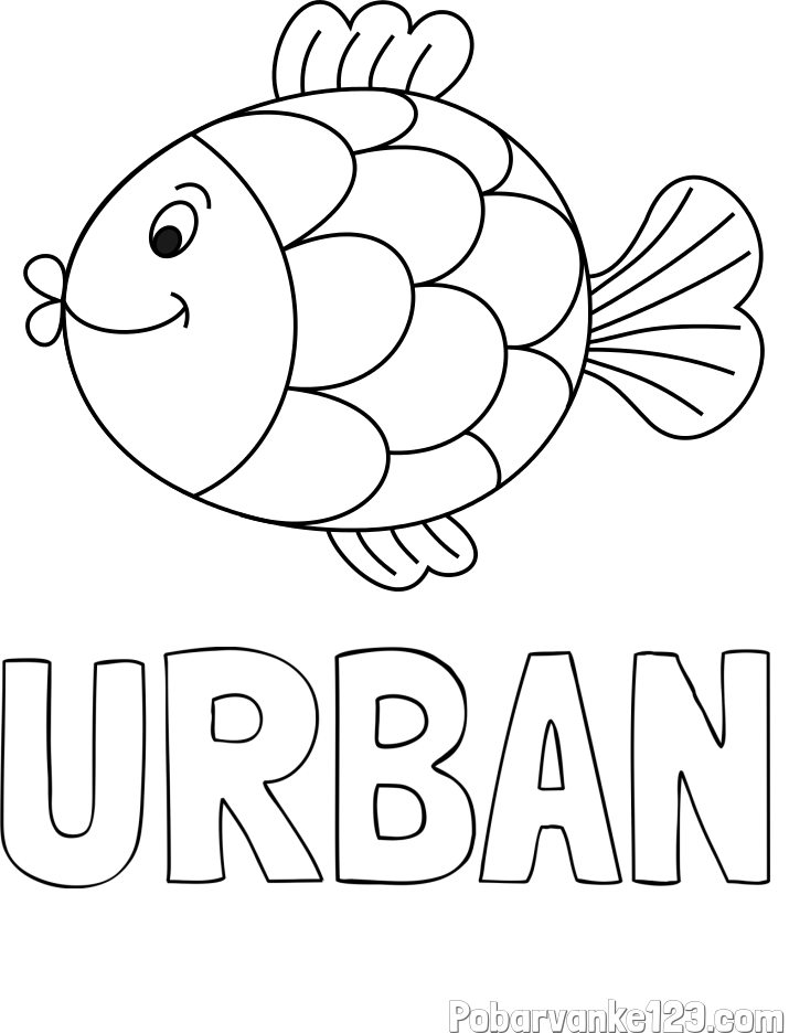Pobarvanka imena URBAN in pobarvanka ribice