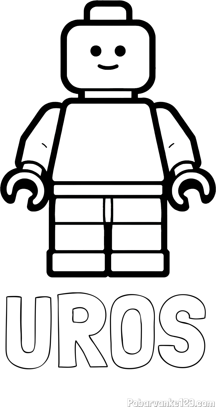 Pobarvanka imena UROŠ in pobarvanka LEGO figurice fanta