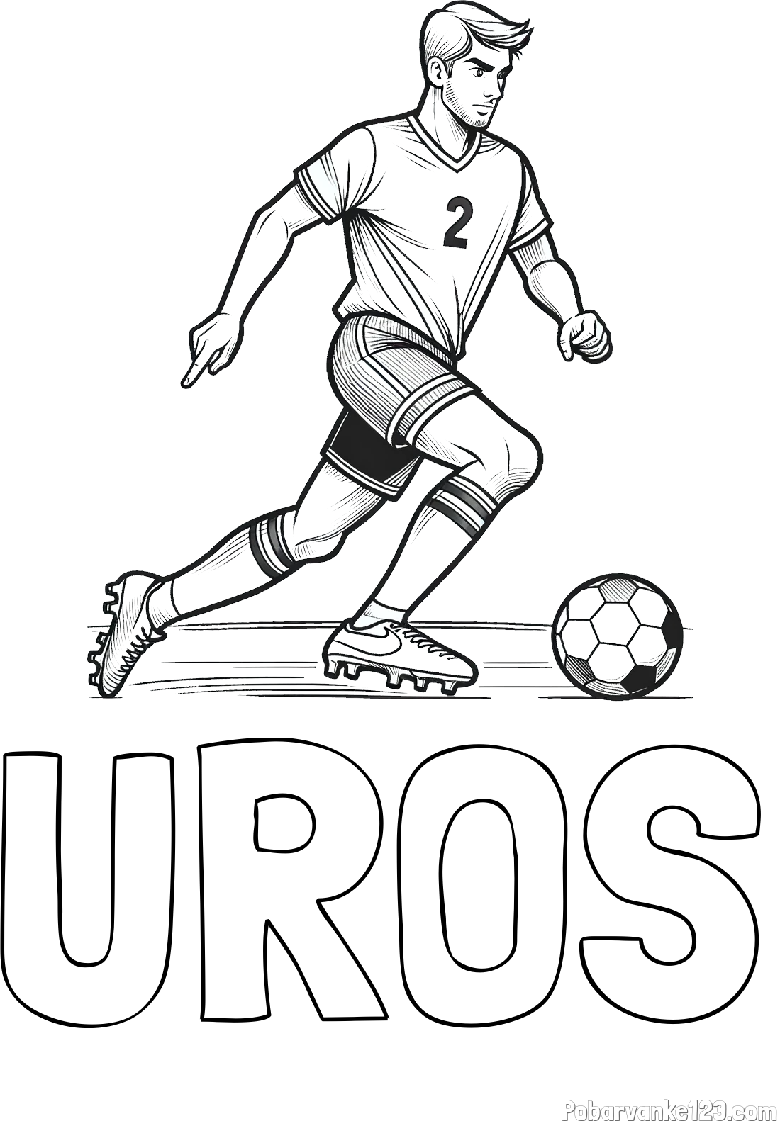 Pobarvanka imena UROŠ in pobarvanka nogometaša