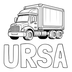 Online izdelana pobarvanka - Pobarvanka imena URŠA in pobarvanka velikega in zmogljivega tovornjaka