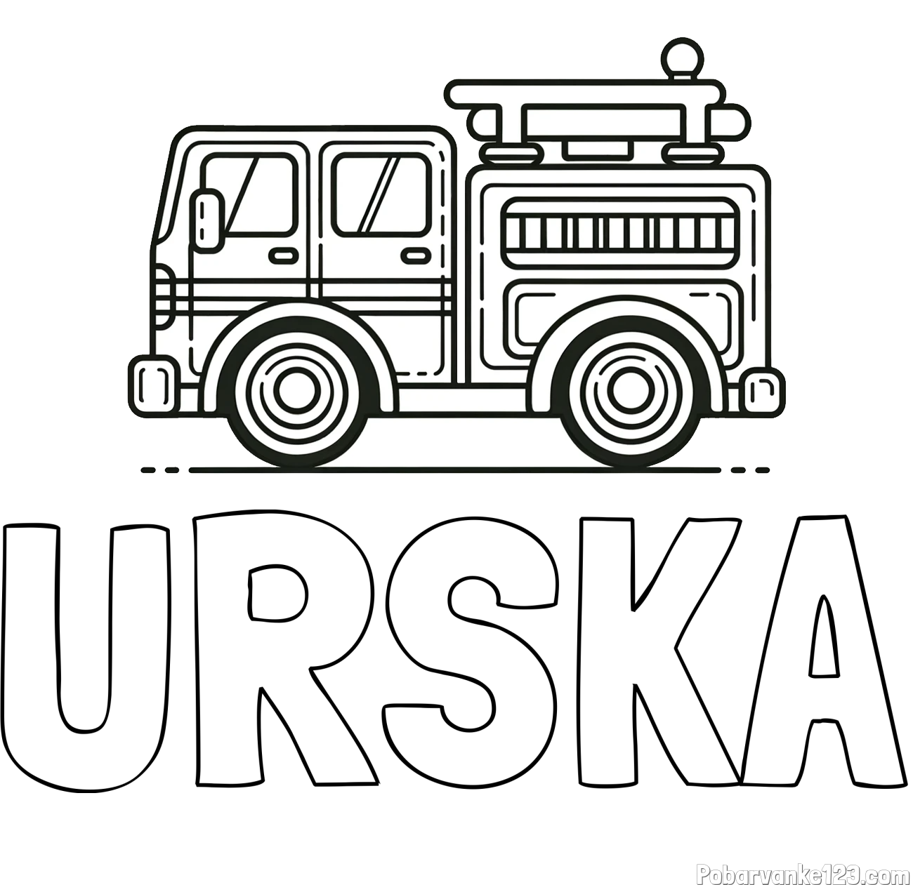 Pobarvanka imena URŠKA in lepa pobarvnak gasilskega avta