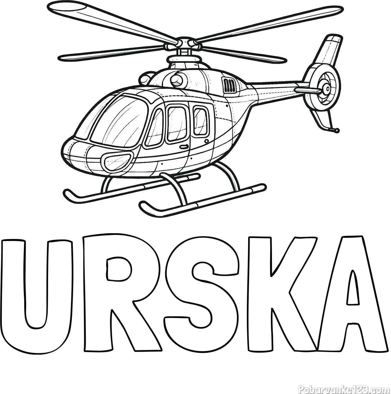 Pobarvanka imena URŠKA in pobarvanka sodobnega helikopterja
