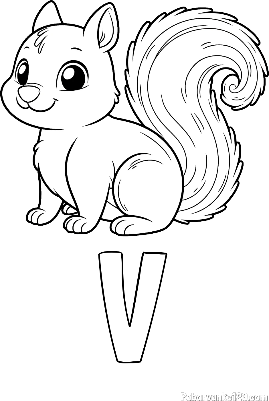 Pobarvanka imena V in pobarvanka veveričke