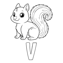 Online izdelana pobarvanka - Pobarvanka imena V in pobarvanka veveričke