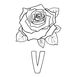 Online izdelana pobarvanka - Pobarvanka imena V in pobarvanka vrtnice