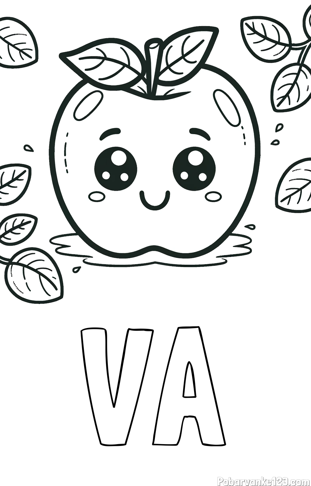 Pobarvanka imena VA in pobarvanka nasmejane jabolke
