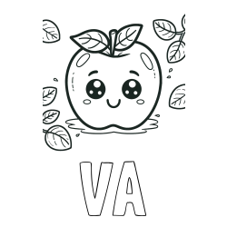 Online izdelana pobarvanka - Pobarvanka imena VA in pobarvanka nasmejane jabolke
