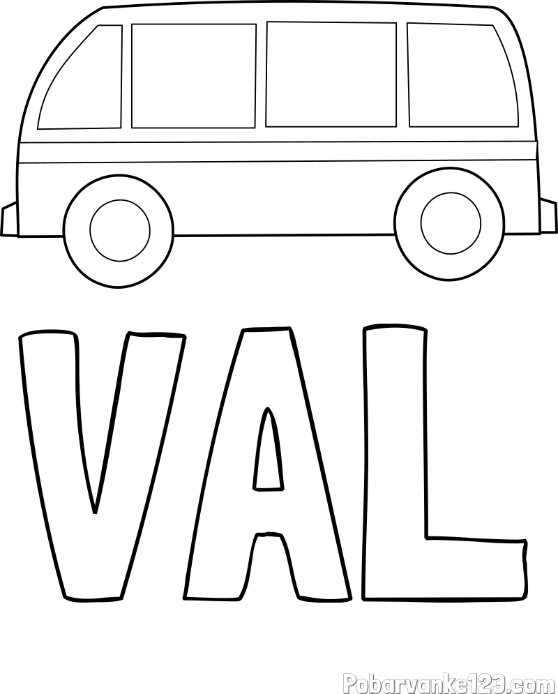 Pobarvanka imena VAL in avtobus