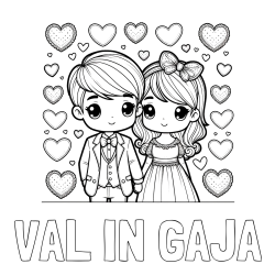 Online izdelana pobarvanka - Pobarvanka imena VAL IN GAJA in pobarvanka dveh zaljubljencev s srčki