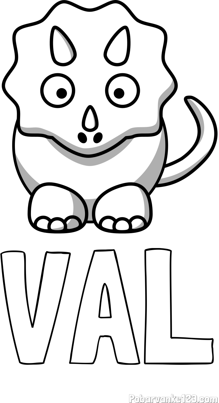 Pobarvanka imena VAL in pobarvanka dinozavra triceratops