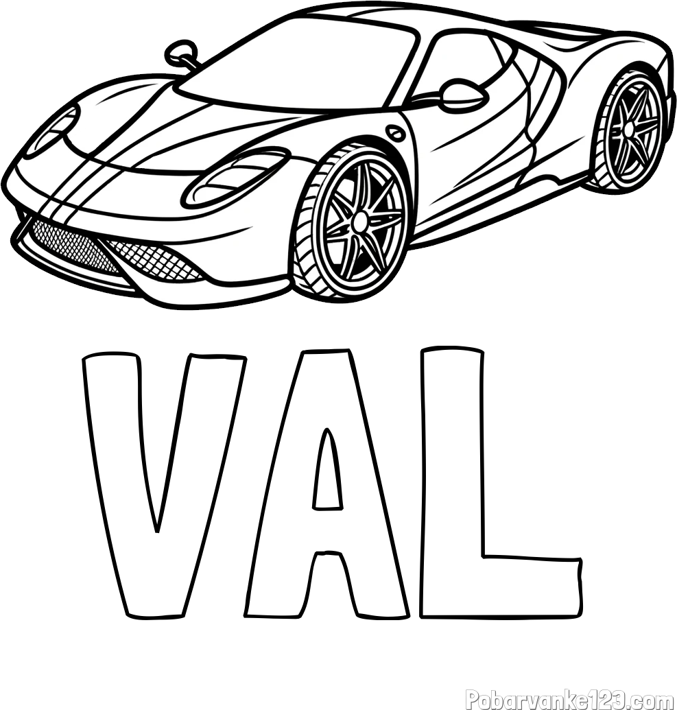 Pobarvanka imena VAL in pobarvanka dirkalnega avtomobila