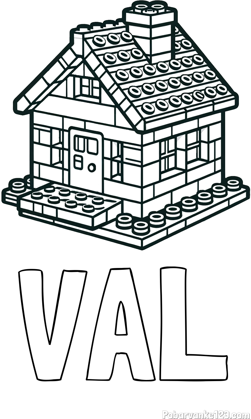 Pobarvanka imena VAL in pobarvanka LEGO hiške