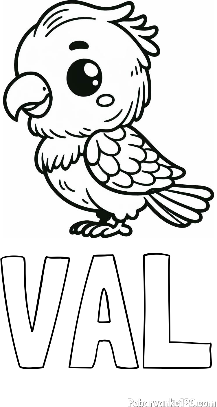 Pobarvanka imena VAL in pobarvanka ljubkega papagaja