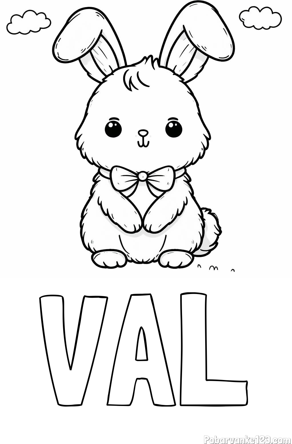 Pobarvanka imena VAL in pobarvanka prikupnega zajčka