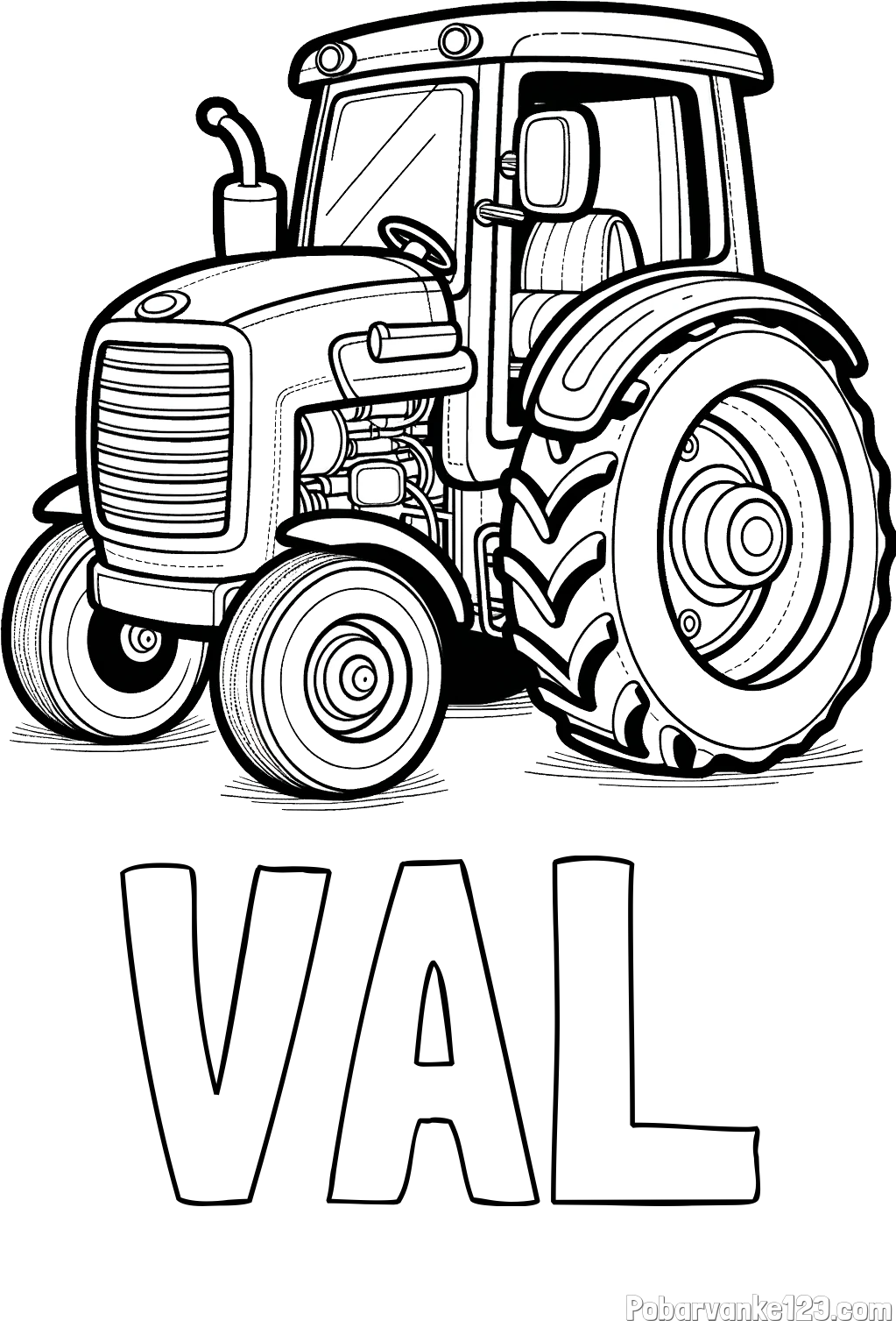 Pobarvanka imena VAL in pobarvanka starega, a lepega traktorja
