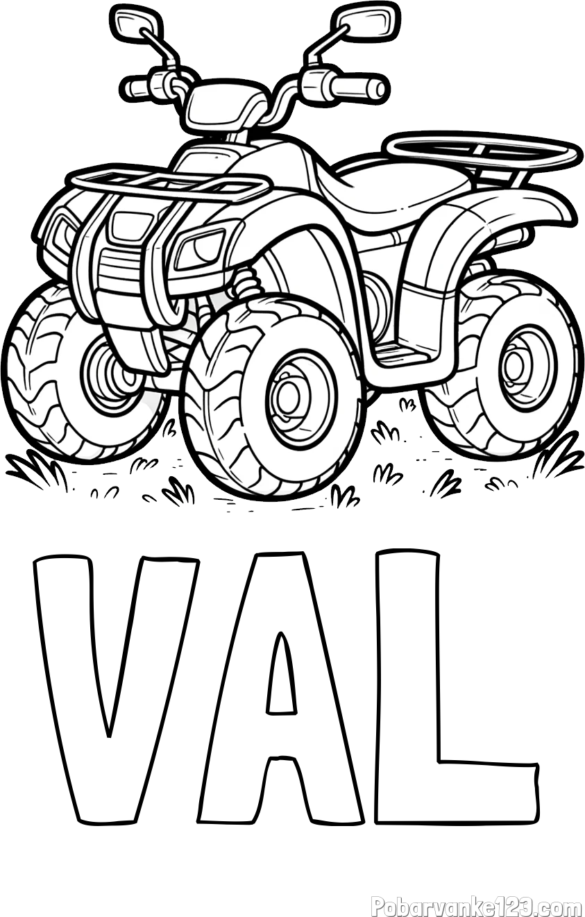 Pobarvanka imena VAL in pobarvanka velikega štirikolesnika