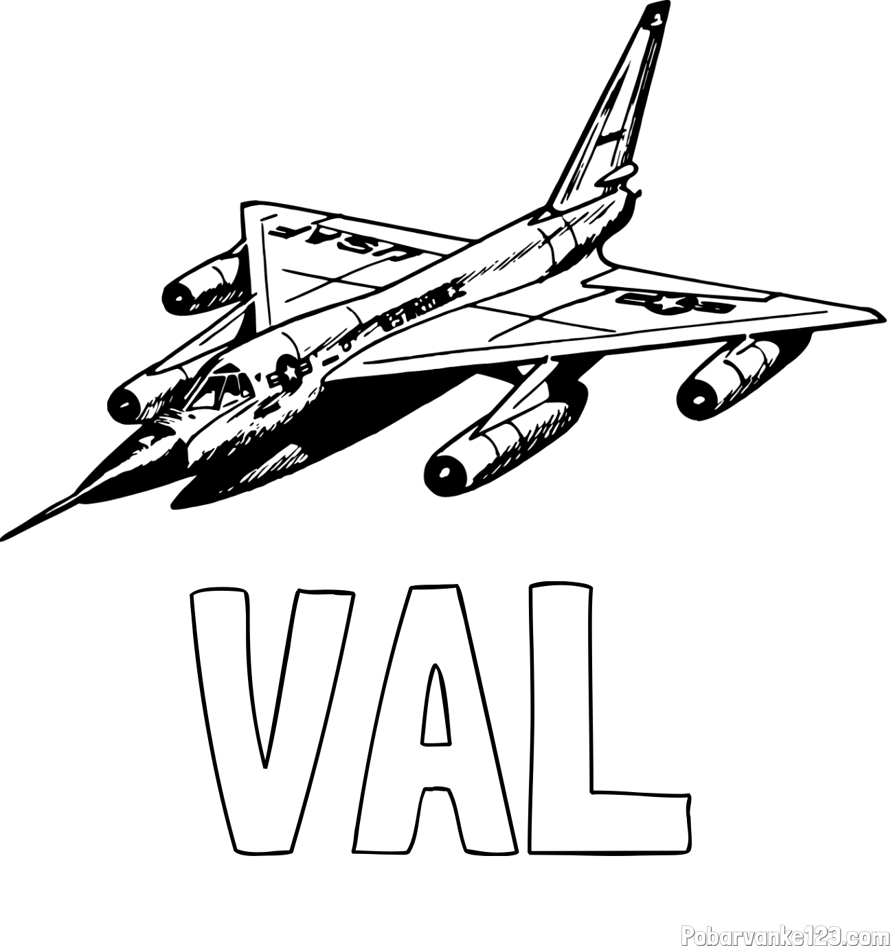 Pobarvanka imena VAL in pobarvanka vojaškega lovca
