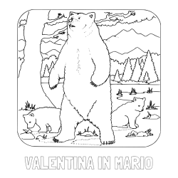 Online izdelana pobarvanka - Pobarvanka imena VALENTINA IN MARIO in pobarvanka medvedke z mladičema