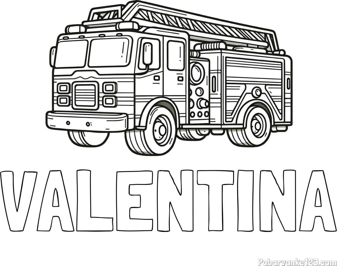 Pobarvanka imena VALENTINA in pobarvanka gasilskega avta z veliko podrobnostmi